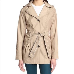 LAUNDRY BY DESIGN HOODED BELTED TRENCH COAT